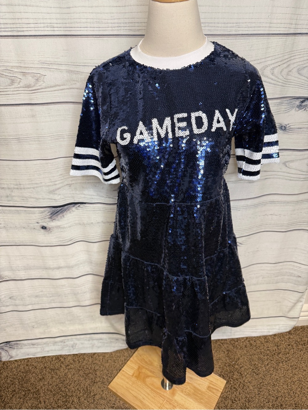 Francesca's Collections Navy Sequin GAMEDAY Dress